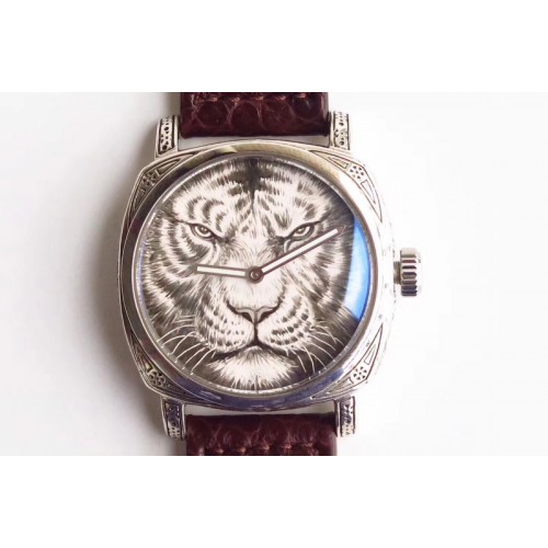 Panerai Radiomir 47mm Solid Silver Engraved Case Chrome Heart Tiger Dial Panerai Radiomir 47mm Solid Silver Engraved Case Chrome Heart Tiger Dial