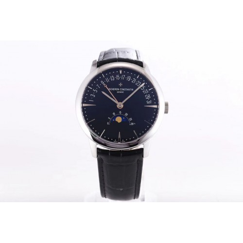 Vacheron Constantin Patrimony Moon Phase Retrograde Date SS/LE Black Dial Watches