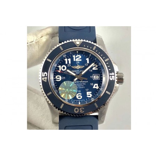 Breitling SuperOcean II A17392D7 44mm GF 1:1 Best Edition Blue Dial on Black rubber strap A2824