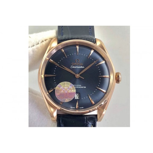 Omega Seamaster Chronometer RG Best Edition Blue Dial On Blue Leather Strap A8800