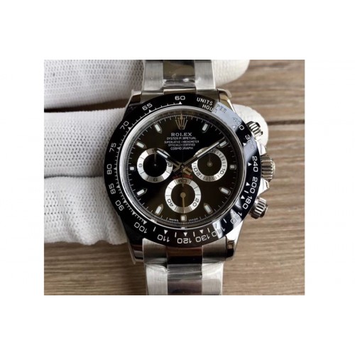 Rolex Daytona 116500 SS Case Black Ceramic Bezel Noob 1:1 Best Edition Black Dial On SS Bracelet SA4130