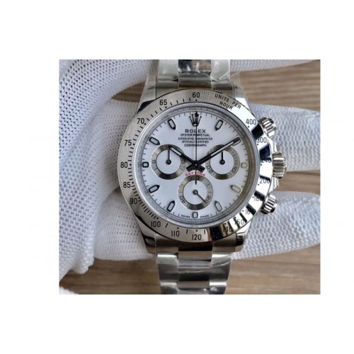 Rolex Daytona 116520 SS Case Noob 1:1 Best Edition White Dial On SS Bracelet SA4130