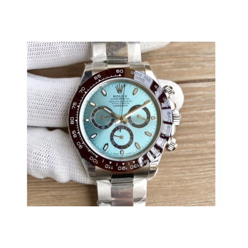 Rolex Daytona 116509 SS Case Brown Ceramic Bezel Noob 1:1 Best Edition Ice Blue Dial On SS Bracelet SA4130