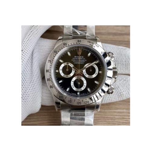Rolex Daytona 116520 SS Case Noob 1:1 Best Edition Black Dial On SS Bracelet SA4130 Rolex Daytona 116520 SS Case Noob 1:1 Best Edition Black Dial On SS Bracelet SA4130