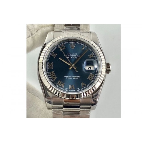 Rolex DateJust 36 SS 116234 ARF 1:1 Best Edition Blue Dial Roman Markers on SS Oyster Bracelet SA3135