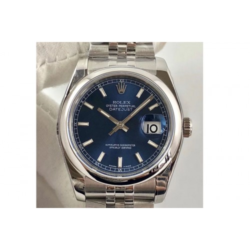Rolex DateJust 36 SS 116200 ARF 1:1 Best Edition Blue Dial Stick Markers on SS Jubilee Bracelet SA3135