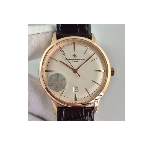 Vacheron Constantin Patrimony 85150 RG MKF 1:1 Best Edition Silver White Dial on Black Leather MIYOTA 9015  to Cal.2450SC