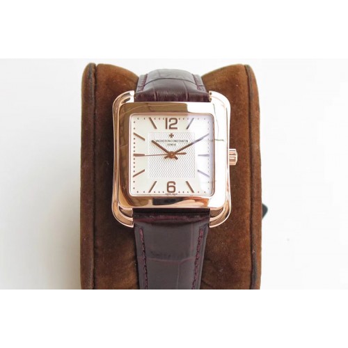 Vacheron Constantin Historiques 86300 RG GSF 1:1 Best Edition White dial on black leather strap MIYOTA9015