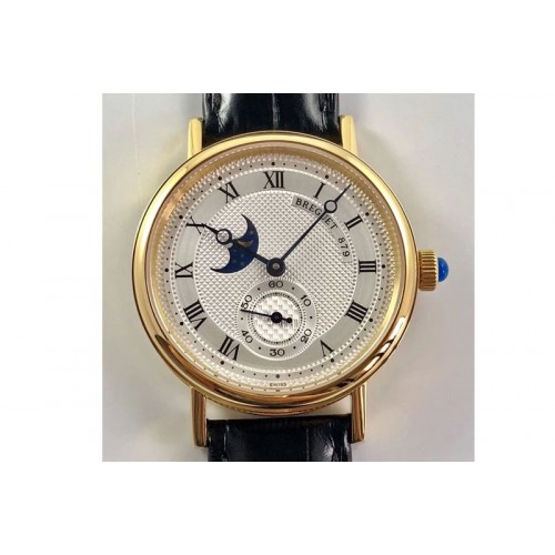 Breguet Classique 4396 Complicated YG White Textured Dial Leather Strap Cal.5165R