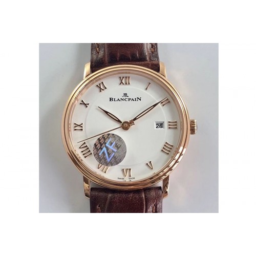 Blancpain Villeret 6651 RG ZF 1:1 Best Edition White Dial on Brown Leather Strap A1151