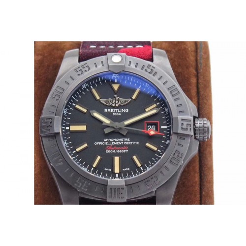 Breitling Avenger BlackBird V17311 44mm DLC ZF 1:1 Best Edition Titanium Case Black Dial on Leather Strap A2824 Breitling Avenger BlackBird V17311 44mm DLC ZF 1:1 Best Edition Titanium Case Black Dial on Leather Strap A2824