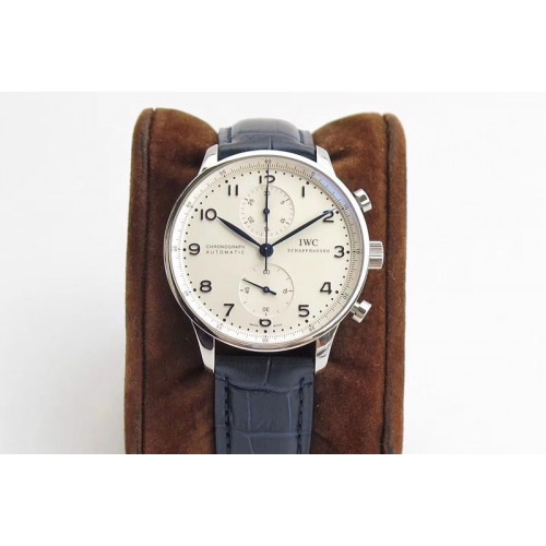 IWC Portuguese IW371491 ZF V3 1:1 Best Edition SS White dial on Blue Leather Strap A79350 (Slim Movement)