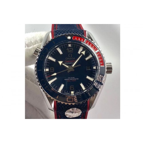 Omega Planet Ocean 45mm GMT Blue DLC Black OMF Best Edition Blue Dial on Blue Gummy Strap A8906