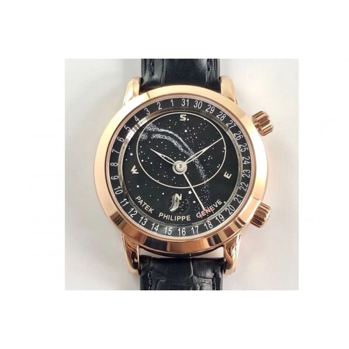 Patek Philippe 6104P Moon RG Black Dial on Black Leather Strap A240 Patek Philippe 6104P Moon RG Black Dial on Black Leather Strap A240