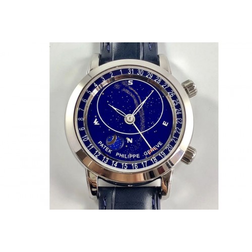 Patek Philippe 6102P Moon SS Blue Dial on Blue Leather Strap A240 Patek Philippe 6102P Moon SS Blue Dial on Blue Leather Strap A240