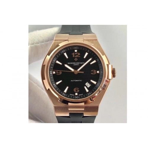 Vacheron Constantin Overseas RG JJF Best Edition Black Textured Dial on Black Rubber Strap MIYOTA9015
