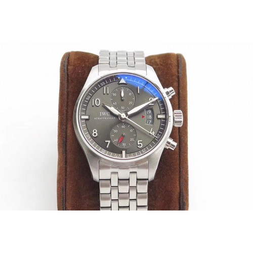 IWC Pilot Chrono SS IW387809 ZF 1:1 Best Edition Silver Dial on SS Bracelet A7750 IWC Pilot Chrono SS IW387809 ZF 1:1 Best Edition Silver Dial on SS Bracelet A7750