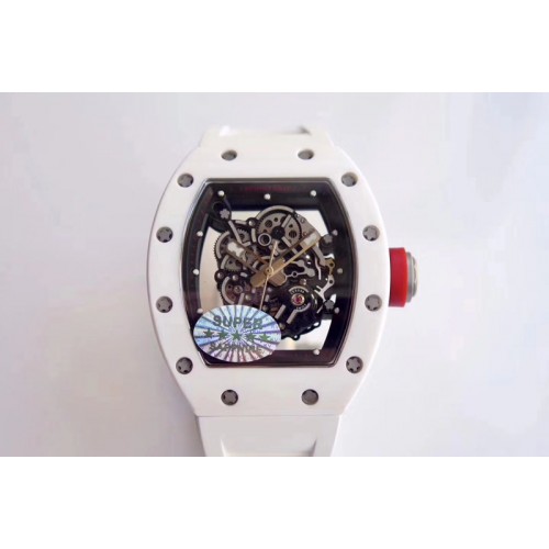 Richard Mille RM055 Real White Ceramic Case KVF Best Edition Skeleton Dial Red on White Rubber Strap MIYOTA8215 Richard Mille RM055 Real White Ceramic Case KVF Best Edition Skeleton Dial Red on White Rubber Strap MIYOTA8215