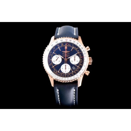 Breitling Navitimer 01 1:1 RG Blue Dial on Blue Leather Strap A7750