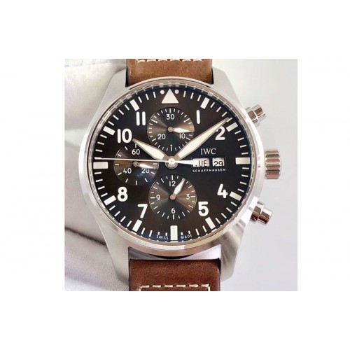 IWC Pilot Chrono IW377713 ZF 1:1 Best Edition Brown Dial on Brown Leather Strap A7750 IWC Pilot Chrono IW377713 ZF 1:1 Best Edition Brown Dial on Brown Leather Strap A7750