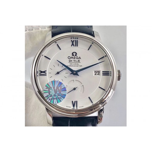 Omega De Ville Prestige Real Power Reserve SS TW 1:1 Best Edition White Dial Blue Markers on Blue Leather A2824 Omega De Ville Prestige Real Power Reserve SS TW 1:1 Best Edition White Dial Blue Markers on Blue Leather A2824