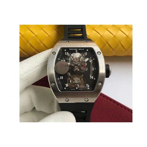 Richard Mille RM001 SS Real PR JBF SS Bezel Skeleton Dial on Black Rubber Strap Asian Tourbillon Richard Mille RM001 SS Real PR JBF SS Bezel Skeleton Dial on Black Rubber Strap Asian Tourbillon