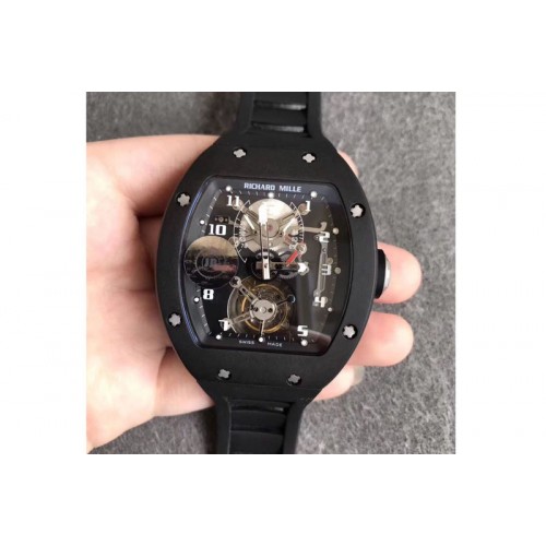Richard Mille RM001 PVD Real PR JBF SS Bezel Skeleton Dial on Black Rubber Strap Asian Tourbillon Richard Mille RM001 PVD Real PR JBF SS Bezel Skeleton Dial on Black Rubber Strap Asian Tourbillon