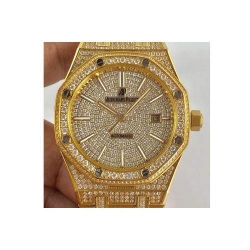 Audemars Piguet Royal Oak 41mm 15402 Yellow Gold Full Paved Diamonds A3120