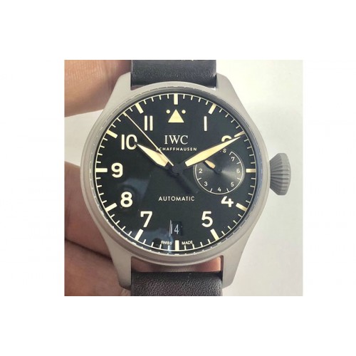 IWC Big Pilot IW510301 Satin-polished SS YLF Best Edition Black Dial on Black Leather Strap A521111