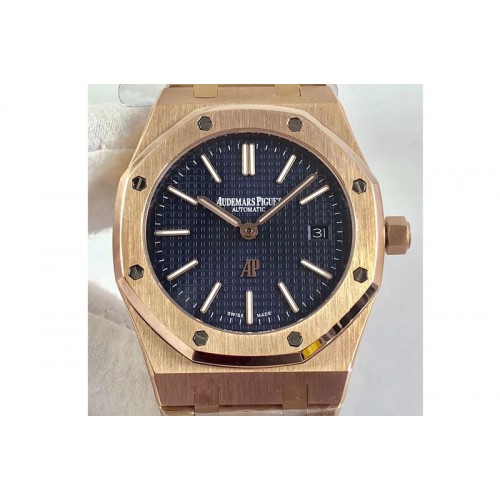 Audemars Piguet Royal Oak 39mm 15202 RG Blue Dial on SS Bracelet MIYOTA9015