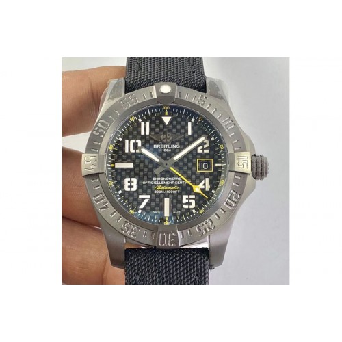 Breitling Avenger II Seawolf DLC V2 Best Edition Black CF Dial on Black Strap A2836