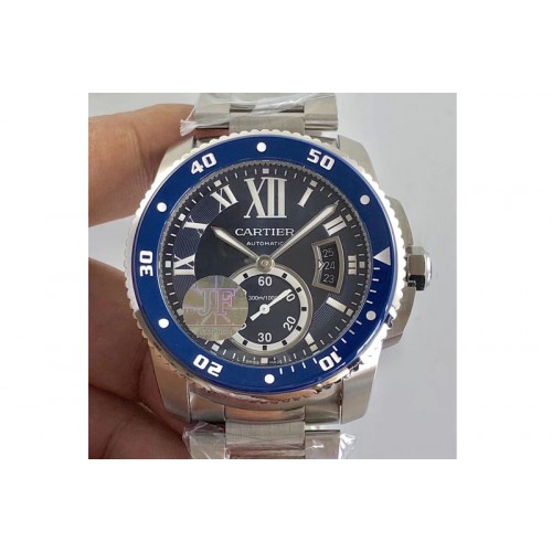 Calibre de Cartier W7100056 SS JJF 1:1 Best Edition Blue Dial SS Bracelet 23J