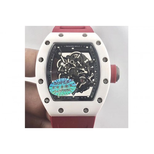 Richard Mille RM035-02 Real White Ceramic Case V2 KVF Best Edition Skeleton Dial Red Crown on Red Rubber Strap MIYOTA8215 Richard Mille RM035-02 Real White Ceramic Case V2 KVF Best Edition Skeleton Dial Red Crown on Red Rubber Strap MIYOTA8215