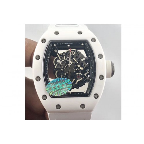 Richard Mille RM035-02 Real White Ceramic Case V2 KVF Best Edition Skeleton Dial White Crown on White Rubber Strap MIYOTA8215 Richard Mille RM035-02 Real White Ceramic Case V2 KVF Best Edition Skeleton Dial White Crown on White Rubber Strap MIYOTA8215