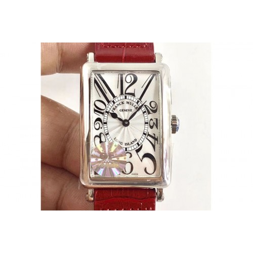 Franck Muller Long Island 952QZ SS GF 1:1 Best Edition on Red Leather Strap Swiss Quartz