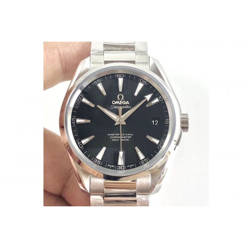 Omega Aqua Terra 150M SS VSF 1:1 Best Edition Black Textured Dial Silver Markers on SS Bracelet A8500 Super Clone