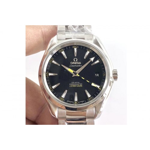 Omega Aqua Terra 150M 15,000 GAUSS VSF 1:1 Best Edition Black Textured Dial on SS Bracelet A8508 Super Clone