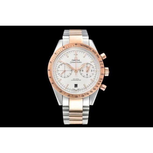 Omega Speedmaster '57 Co-Axial RG/SS OMF 1:1 Best Edition White Dial White Markers on RG/SS Bracelet A9300