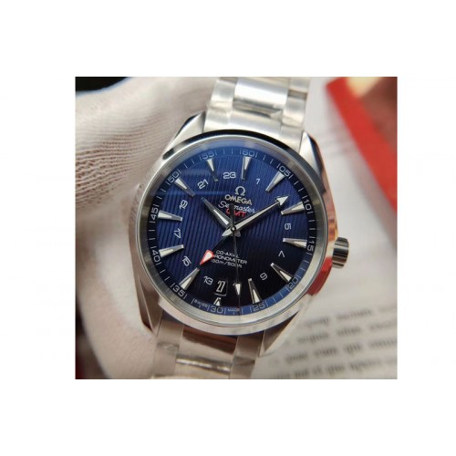 Omega Aqua Terra 150M GMT SS VSF 1:1 Best Edition Blue Textured Dial on SS Bracelet VS8605 Omega Aqua Terra 150M GMT SS VSF 1:1 Best Edition Blue Textured Dial on SS Bracelet VS8605