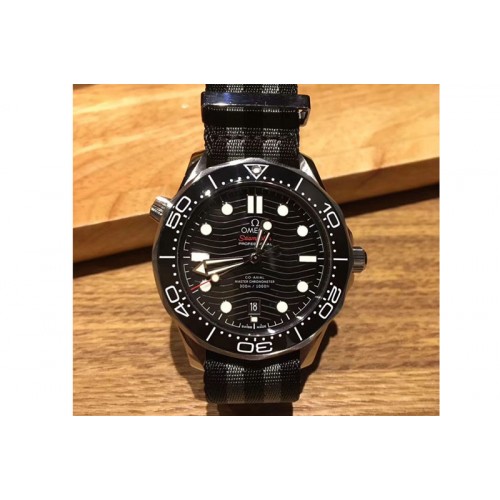 Omega 2018 Seamaster Diver 300M VSF Best Edition Black Ceramic Dial on Black/Gray Nato Strap A8800