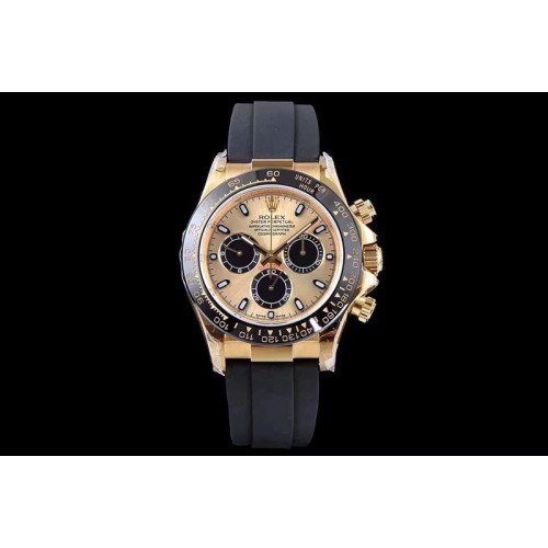 Rolex Daytona 116515 RG Case Black Ceramic Bezel Noob 1:1 Best Edition RG Dial On Rubber Strap SA4130