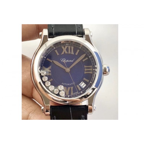 Chopard Happy Sport Medium Automatic 36mm 278559 SS/LE Blue Dial Black Leather Strap Chopard Happy Sport Medium Automatic 36mm 278559 SS/LE Blue Dial Black Leather Strap