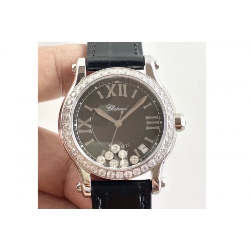 Chopard Happy Sport Medium Automatic 36mm 274808 SS/LE Diamond Bezel Black Dial Chopard Happy Sport Medium Automatic 36mm 274808 SS/LE Diamond Bezel Black Dial