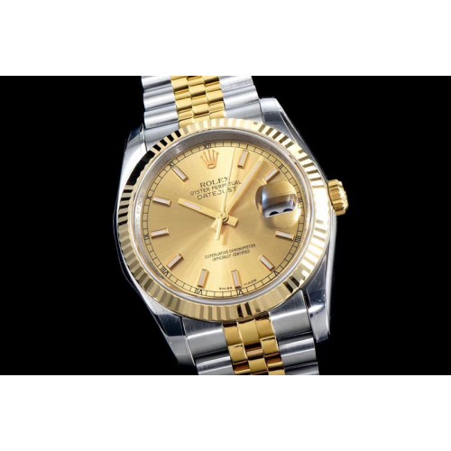 Rolex DateJust 36 SS/YG 126233 ARF 1:1 Best Edition YG Dial Stick Markers on SS/YG Jubilee Bracelet SH3135