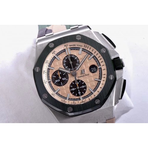 Audemars Piguet Royal Oak Offshore 2018 SIHH �Combat� 44mm JF 1:1 Best Edition Green Ceramic Bezel on Camo Rubber Strap A3126 (P Audemars Piguet Royal Oak Offshore 2018 SIHH �Combat� 44mm JF 1:1 Best Edition Green Ceramic Bezel on Camo Rubber Strap A3126 (P