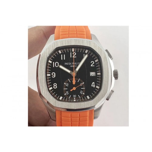 Patek Philippe Aquanaut Jumbo 5968A-001 SS/RU Black Dial Orange Rubber Strap A7750