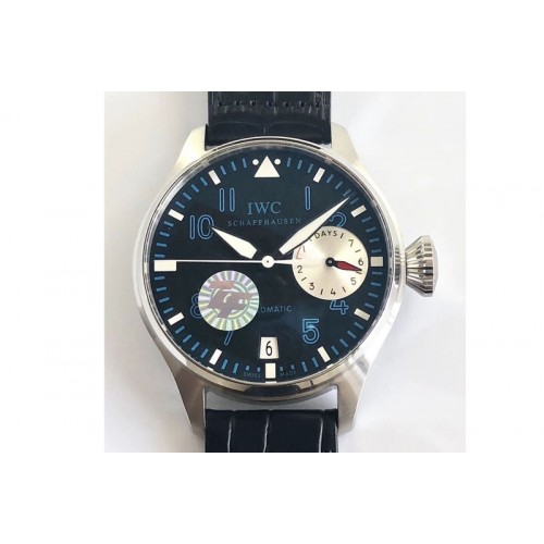 IWC Big Pilot IW5009 ZF 1:1 Best Edition Black Dial Blue Numbers on Black Leather Strap A51111