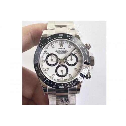 Rolex Daytona 116500 Ceramic Bezel V2 ARF 1:1 Best Edition 904L SS Case and Bracelet White Dial A4130 Super Clone