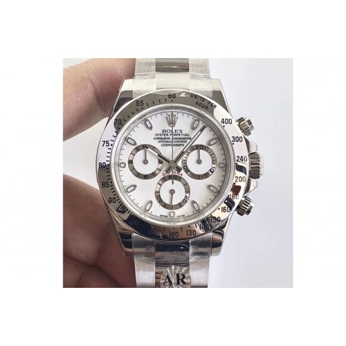Rolex Daytona 116520 ARF V2 1:1 Best Edition 904L SS Case and Bracelet White Dial A4130 Super Clone Rolex Daytona 116520 ARF V2 1:1 Best Edition 904L SS Case and Bracelet White Dial A4130 Super Clone