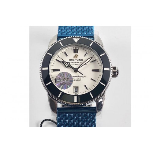 Breitling SuperOcean 42mm AB2010 SS GF 1:1 Best Edition White Dial Black Ceramic Bezel on SS Bracelet Miyota 9015